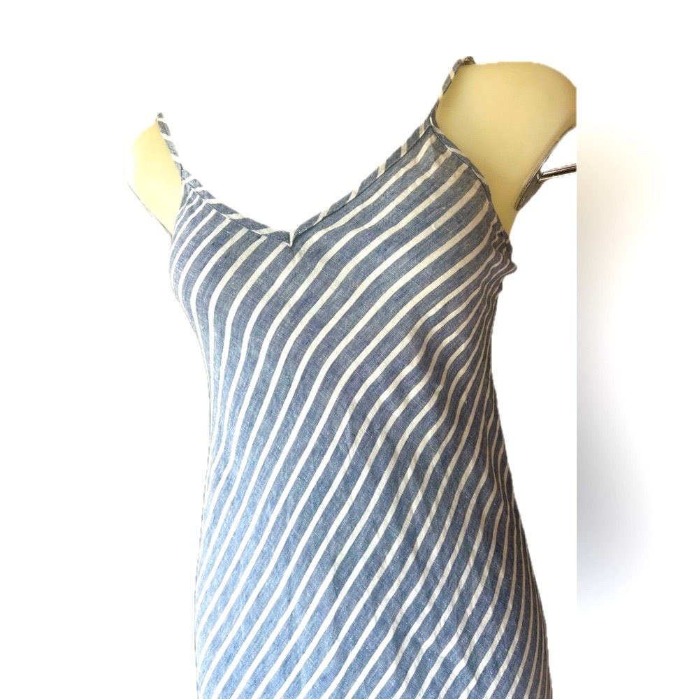 Artisan NY XS Blue and White Striped 100% Linen Maxi Dress
